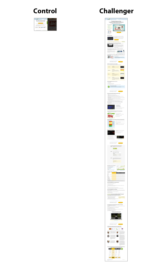 Crazy Egg's challenger homepage. Crazy Egg's challenger homepage.