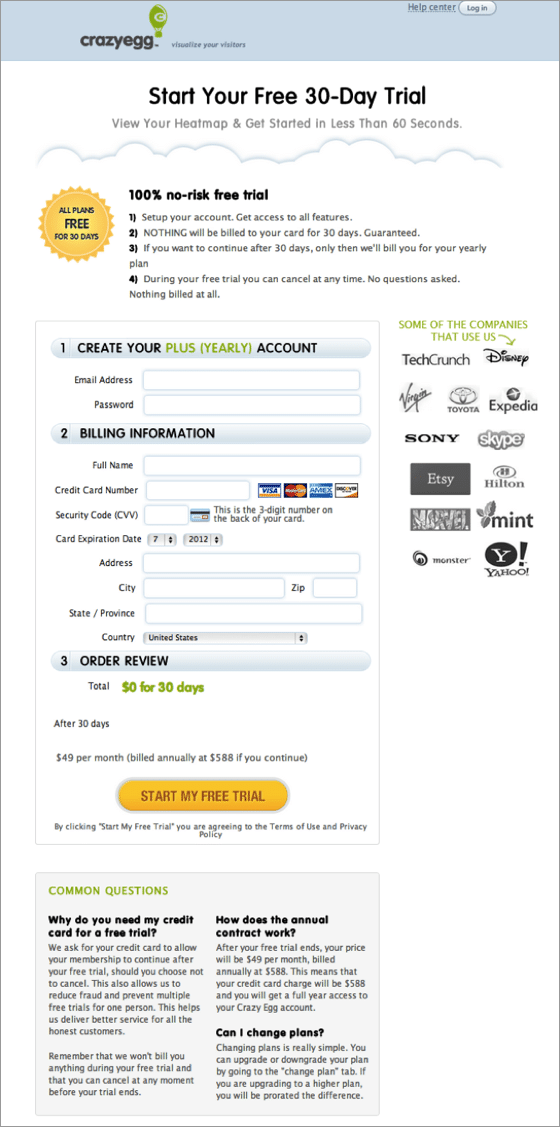 Crazy Egg's checkout challenger. Crazy's Egg's checkout challenger.