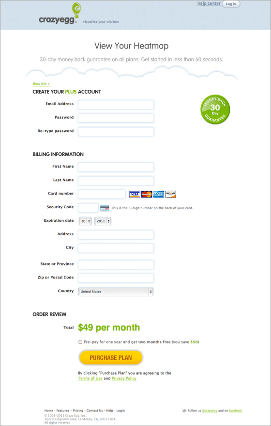 Crazy Egg's checkout control. Crazy Egg's checkout control.