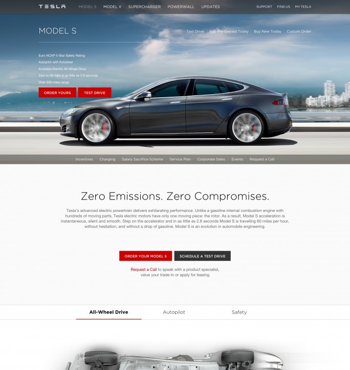 Tesla's Model S page